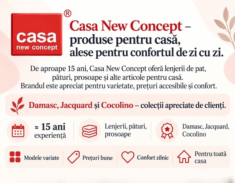Lenjerie pat dublu, Cocolino, cu model floral 3D în relief, cearceaf plat, 4 piese, model gri lila cu frunze de bambus | Casa New Concept